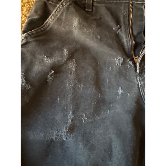 Vintage Carhartt B11 BLK Leather Patch 32x30 Faded Black Canvas Carpenter Pants - Picture 4 of 9